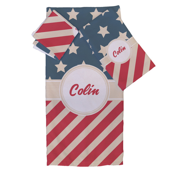 Custom Stars and Stripes Bath Towel Set - 3 Pcs (Personalized)