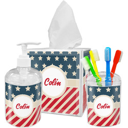 Stars and Stripes Acrylic Bathroom Accessories Set w/ Name or Text