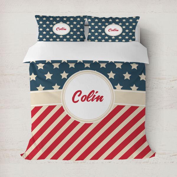 Custom Stars and Stripes Duvet Cover Set - Full / Queen (Personalized)