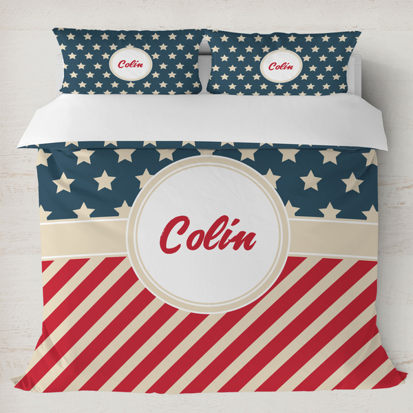 Custom Stars and Stripes Duvet Cover Set - King (Personalized)