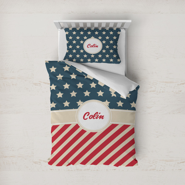 Custom Stars and Stripes Duvet Cover Set - Twin (Personalized)