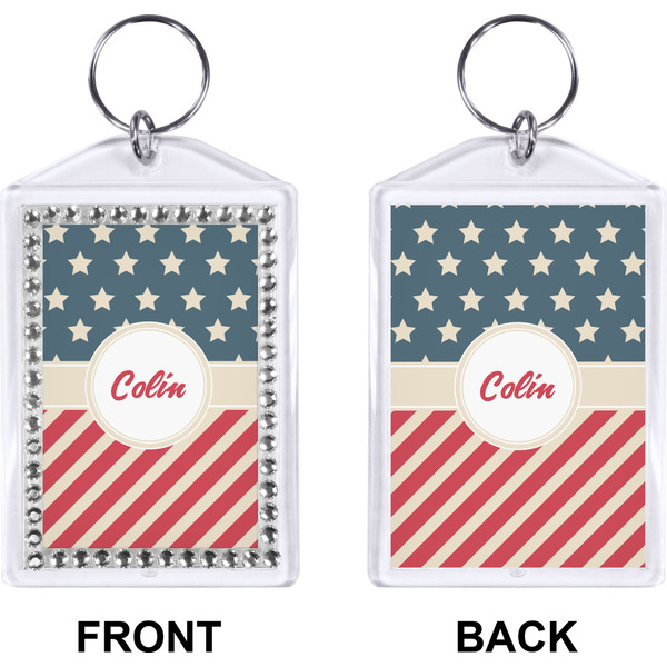 Stars and Stripes Bling Keychain (Front + Back)