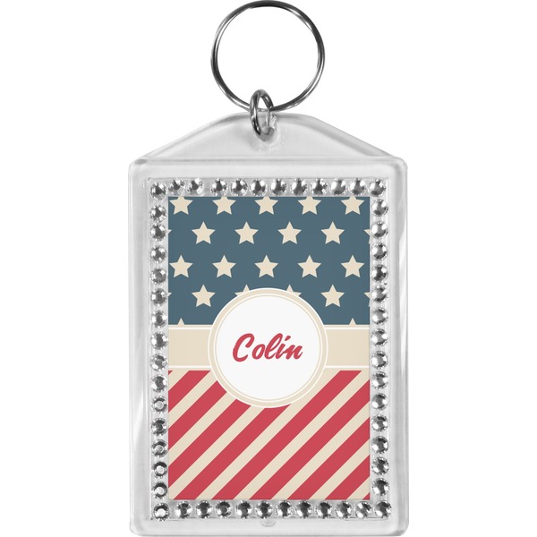 Custom Stars and Stripes Bling Keychain (Personalized)