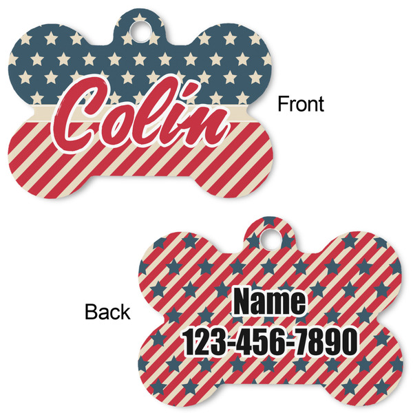 Stars and Stripes Bone Shaped Dog ID Tag - Large - Approval