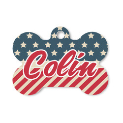 Stars and Stripes Bone Shaped Dog ID Tag - Small (Personalized)