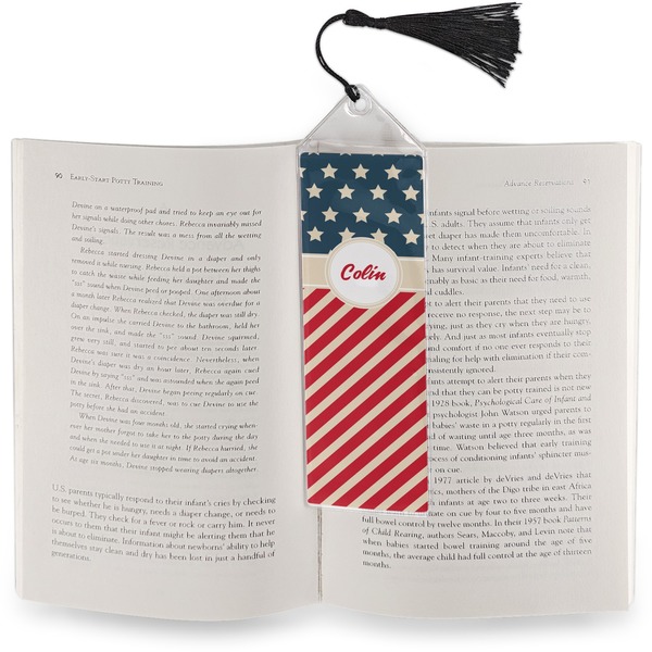 Stars and Stripes Bookmark with tassel - In book