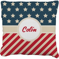 Stars and Stripes Faux-Linen Throw Pillow 18" (Personalized)