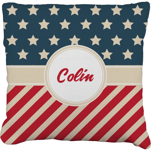 Custom Stars and Stripes Faux-Linen Throw Pillow 18" (Personalized)