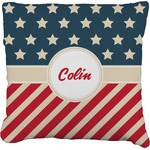 Stars and Stripes Faux-Linen Throw Pillow 20" (Personalized)
