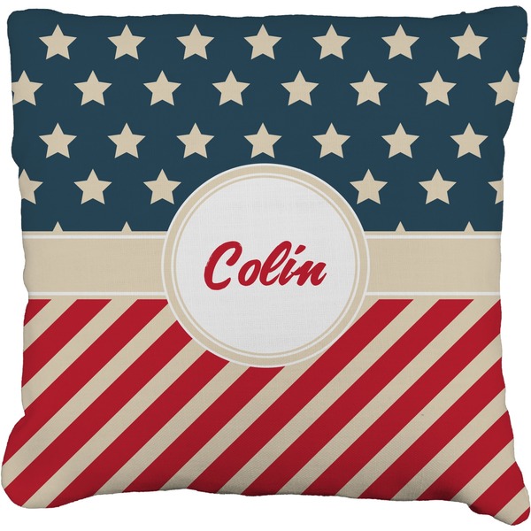 Custom Stars and Stripes Faux-Linen Throw Pillow 26" (Personalized)