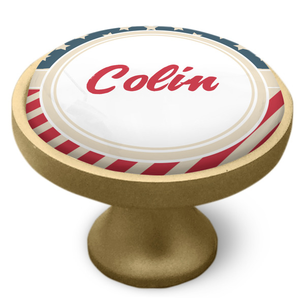 Stars and Stripes Cabinet Knob - Gold - Side