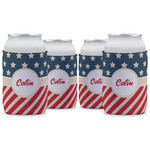 Stars and Stripes Can Cooler (12 oz) - Set of 4 w/ Name or Text