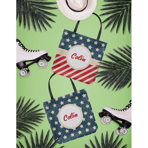 Stars and Stripes Canvas Tote Lifestyle Front and Back