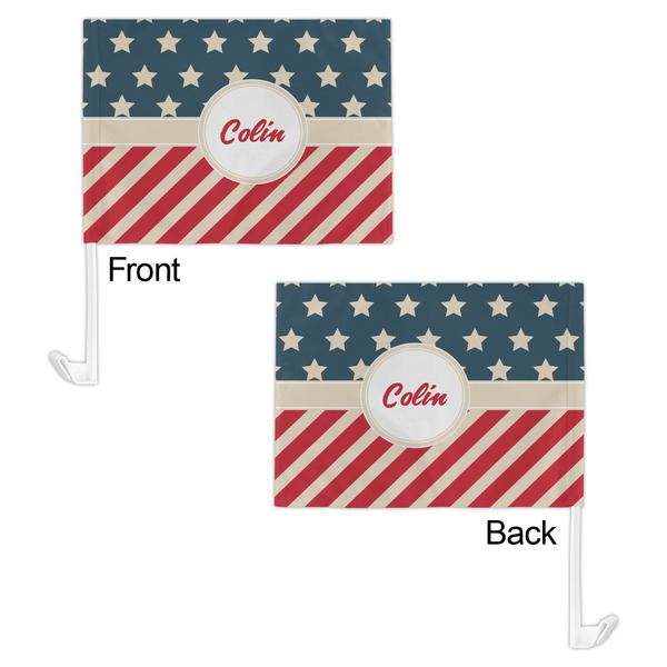 Stars and Stripes Car Flag - 11" x 8" - Front & Back View
