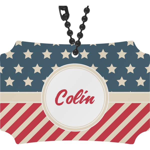 Custom Stars and Stripes Rear View Mirror Ornament (Personalized)