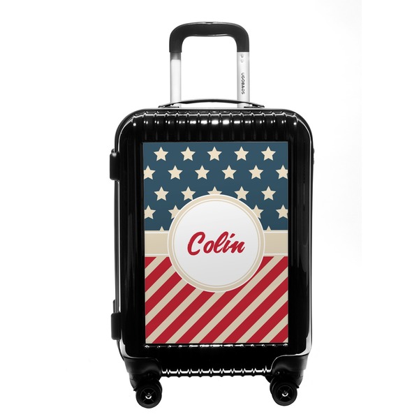 Custom Stars and Stripes Carry On Hard Shell Suitcase (Personalized)