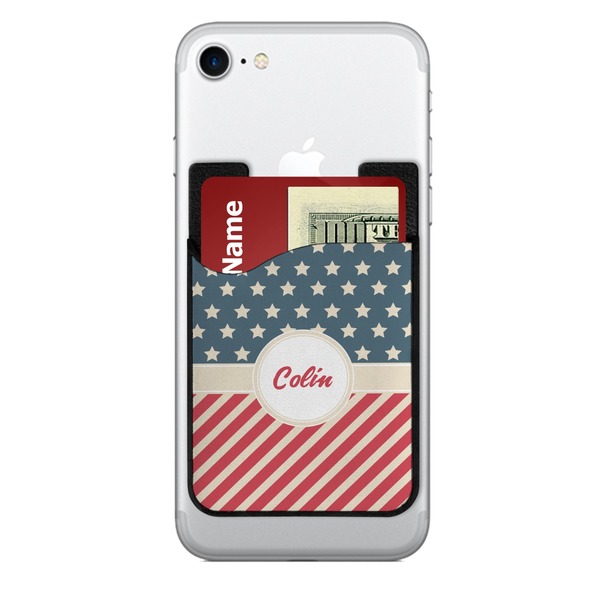 Custom Stars and Stripes 2-in-1 Cell Phone Credit Card Holder & Screen Cleaner (Personalized)