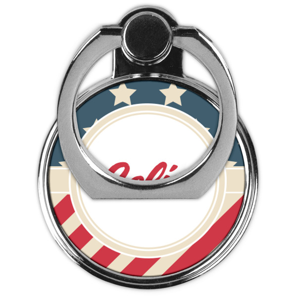 Stars and Stripes Cell Phone Ring Stand & Holder - Front (Collapsed)