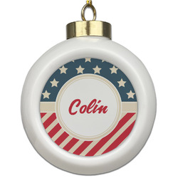 Stars and Stripes Ceramic Ball Ornament (Personalized)