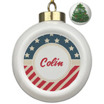 Stars and Stripes Ceramic Ball Ornament - Christmas Tree (Personalized)