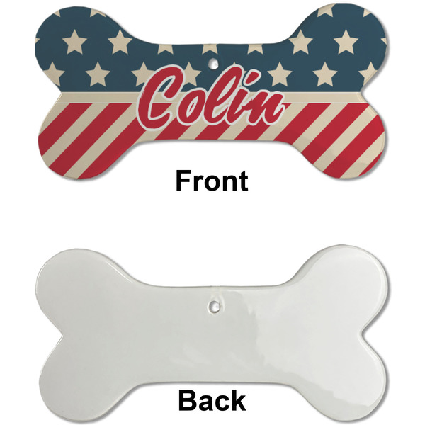 Stars and Stripes Ceramic Flat Ornament - Bone Front & Back Single Print (APPROVAL)