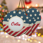 Stars and Stripes Ceramic Ornament w/ Name or Text