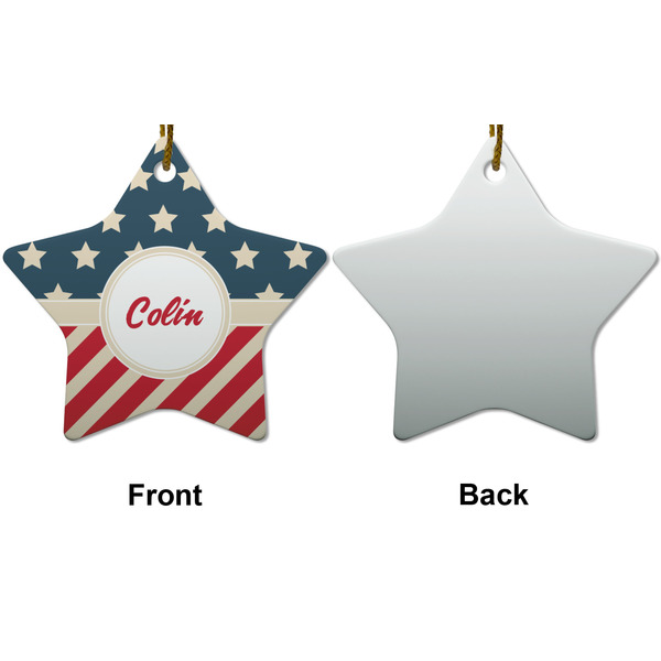 Stars and Stripes Ceramic Flat Ornament - Star Front & Back (APPROVAL)