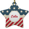 Stars and Stripes Star Ceramic Ornament w/ Name or Text