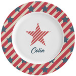 Stars and Stripes Ceramic Dinner Plates (Set of 4) (Personalized)
