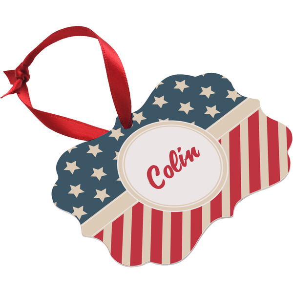 Stars and Stripes Christmas Ornament (Angle View)