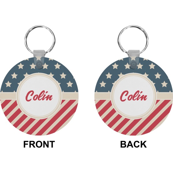 Stars and Stripes Circle Keychain (Front + Back)