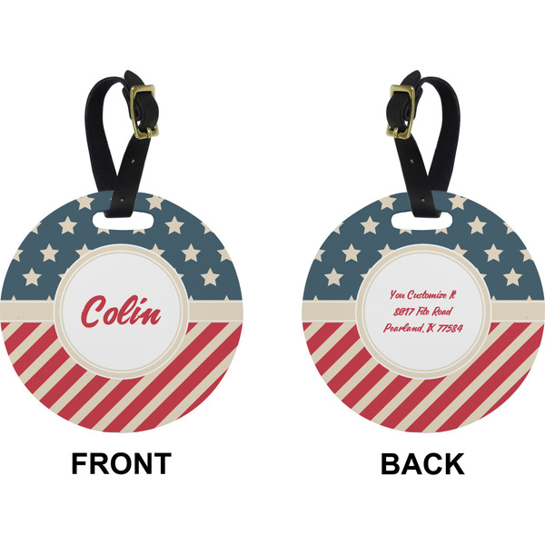 Stars and Stripes Circle Luggage Tag (Front + Back)