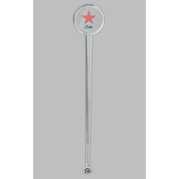 Stars and Stripes Clear Plastic 7" Stir Stick - Round - Single Stick