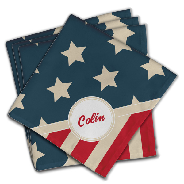 Custom Stars and Stripes Cloth Napkins (Set of 4) (Personalized)