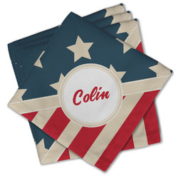 Stars and Stripes Cloth Cocktail Napkins - Set of 4 w/ Name or Text