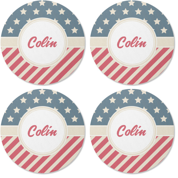 Stars and Stripes Coaster Round Rubber Back - Apvl