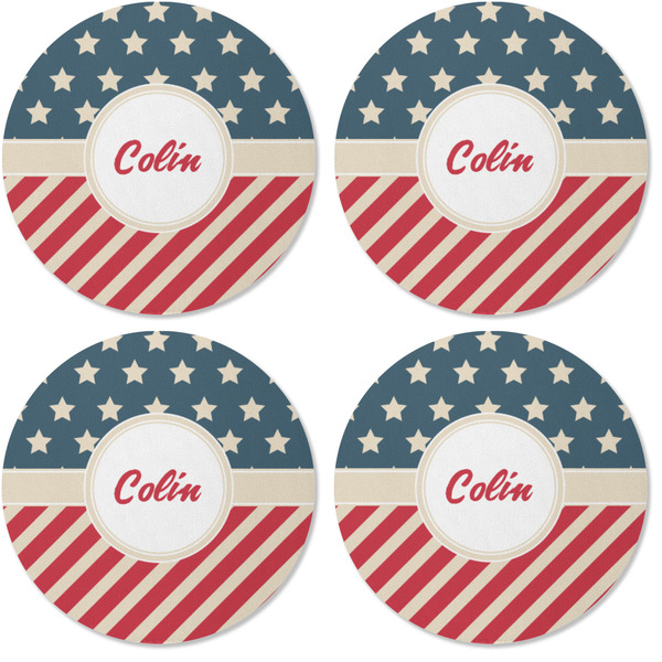 Stars and Stripes Coaster Round Rubber Back - Apvl