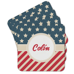 Stars and Stripes Cork Coaster - Set of 4 w/ Name or Text