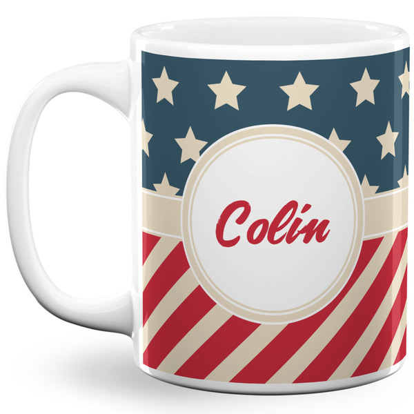 Custom Stars and Stripes 11 Oz Coffee Mug - White (Personalized)