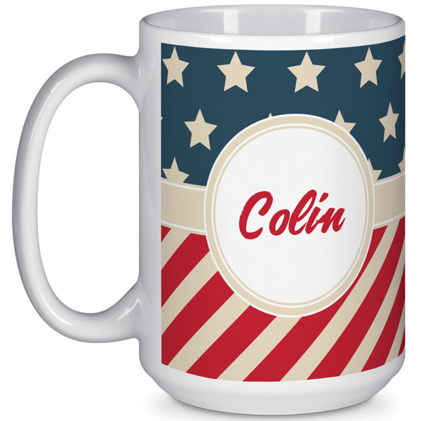 Custom Stars and Stripes 15 Oz Coffee Mug - White (Personalized)