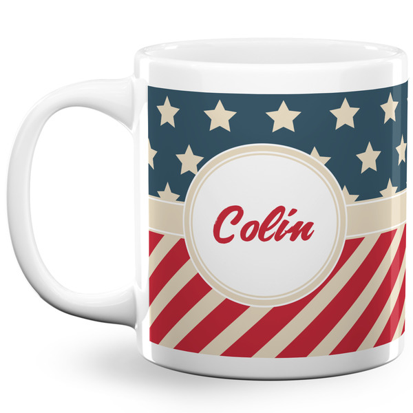 Custom Stars and Stripes 20 Oz Coffee Mug - White (Personalized)