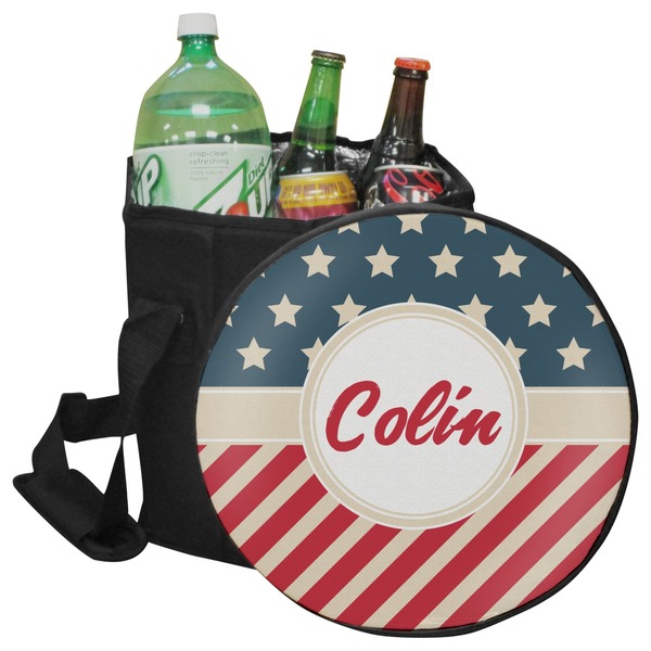 Custom Stars and Stripes Collapsible Cooler & Seat (Personalized)