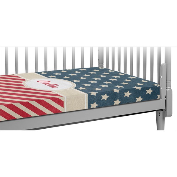 Custom Stars and Stripes Crib Fitted Sheet (Personalized)