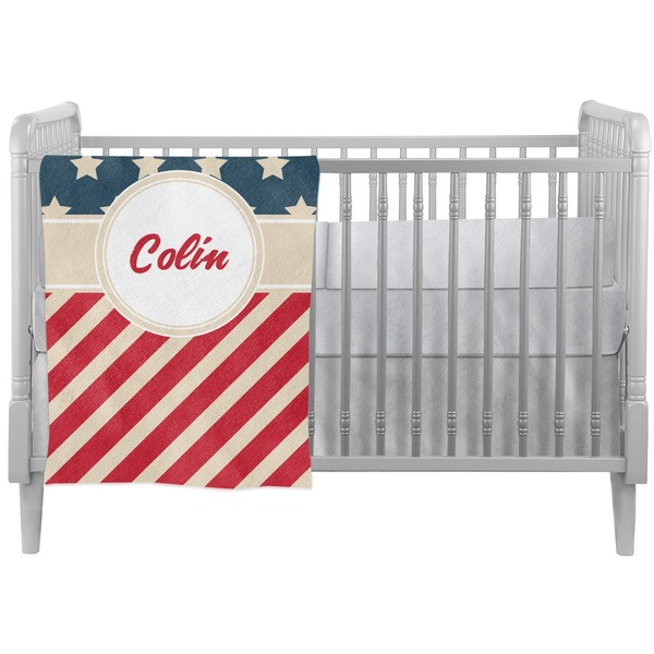 Custom Stars and Stripes Crib Comforter / Quilt (Personalized)