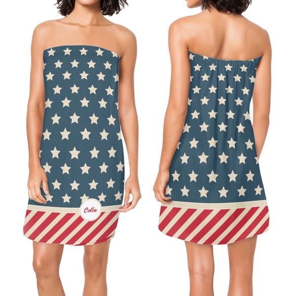Stars and Stripes Custom Bath Wrap - Front & Back View
