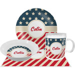 Stars and Stripes Dinner Set - Single 4 Pc Setting w/ Name or Text