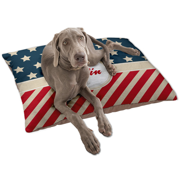 Custom Stars and Stripes Dog Bed - Large w/ Name or Text