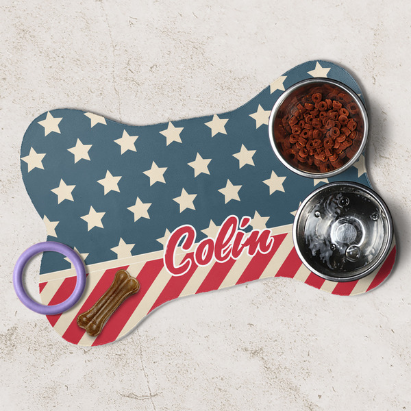 Stars and Stripes Dog Bone Shaped Mat Lifestyle