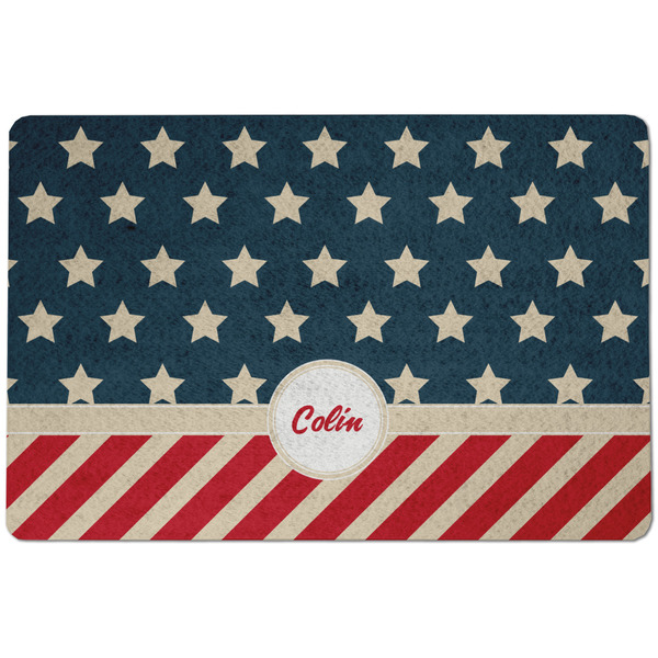 Custom Stars and Stripes Dog Food Mat w/ Name or Text