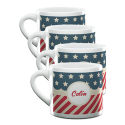 Stars and Stripes Double Shot Espresso Cups - Set of 4 (Personalized)